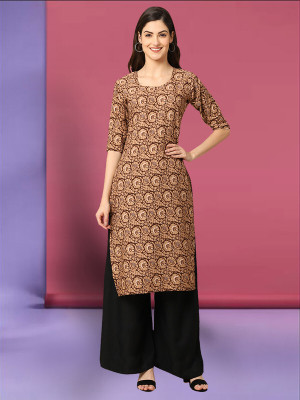 EthnicBasket Women Striped A-line Kurta(Brown, Beige, White)