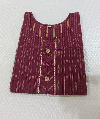 TAHURA CREATION Women Woven Design A-line Kurta(Maroon)