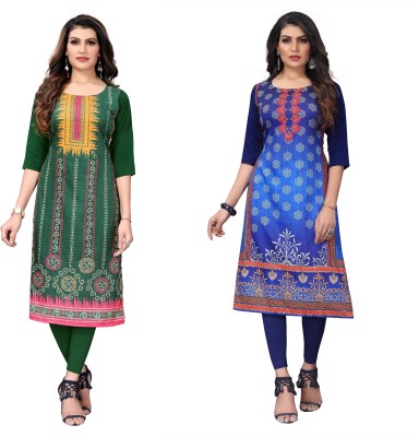 Yasti Enterprise Women Printed Anarkali Kurta(Multicolor)