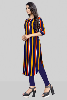 Hiral Creation Women Striped Straight Kurta(Multicolor)