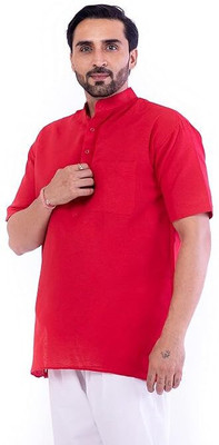 DESHBANDHU DBK Men Solid Straight Kurta(Red)