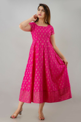 SVARCHI Women Paisley Anarkali Kurta(Pink)