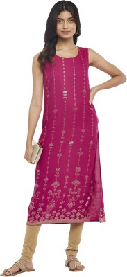 Rangmanch by Pantaloons Women Printed Straight Kurta(Pink)