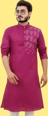 Antp Men Embroidered A-line Kurta(Pink)