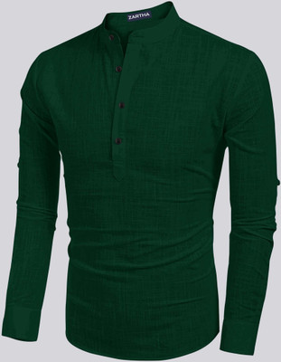 bellstone Men Solid Straight Kurta(Dark Green)