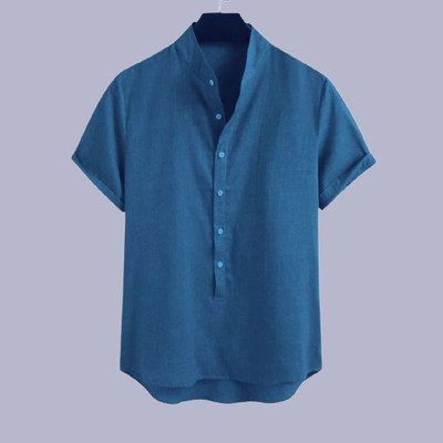 SuperTrend Men Printed Straight Kurta(Dark Blue)