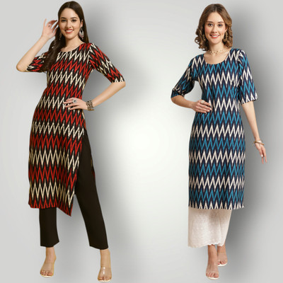 KALLAXI Women Self Design Straight Kurta(Multicolor)