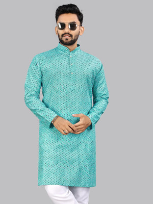 Divastri Men Printed A-line Kurta(Blue)