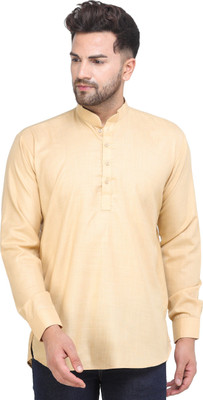 MAG Men Solid Straight Kurta(Gold)