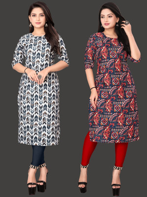 Tashvi Creation Women Printed Straight Kurta(Multicolor)