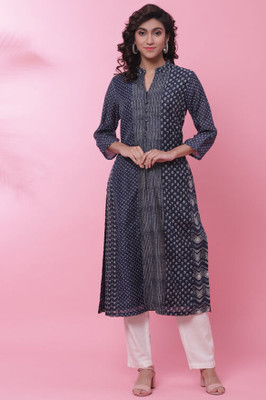 BIBA Women Printed Flared Kurta(Blue)