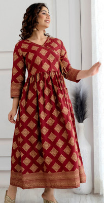 Surhi Women Floral Print Anarkali Kurta(Maroon)