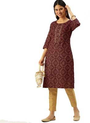 Vedic Women Embroidered A-line Kurta(Maroon)