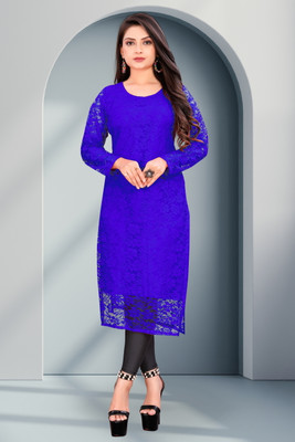 uft Women Self Design Ethnic Dress Kurta(Blue)