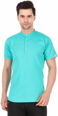 MADE IN THE SHADE Men Self Design Straight Kurta(Green)