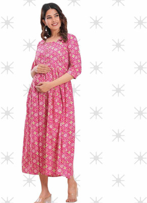 Gora Laxmi Women Applique Anarkali Kurta(Pink)