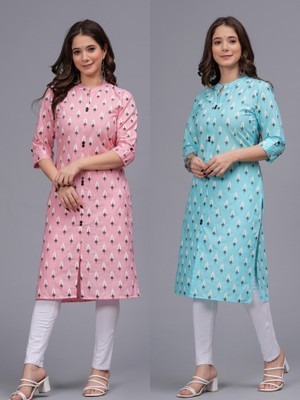 Mahruchi Textile Women Block Print Straight Kurta(Multicolor)