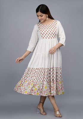 SMIEN Women Printed Anarkali Kurta(Multicolor)