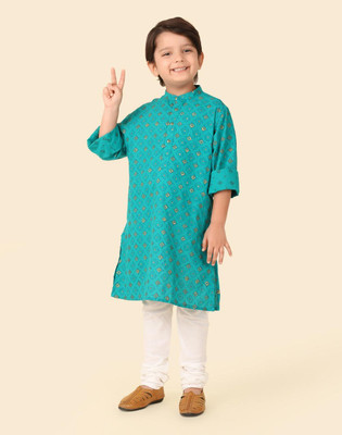 Fabindia Boys Printed A-line Kurta(Blue)