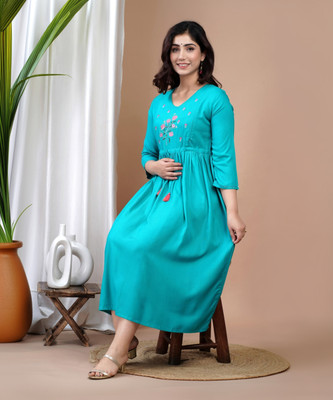 mayraa Women Embroidered Anarkali Kurta(Dark Blue)