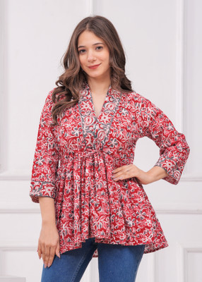 SITAFAB Women Floral Print Flared Kurta(Multicolor)