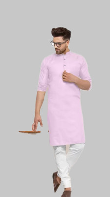 VINAARI Men Solid A-line Kurta(Pink)