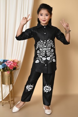 UNICKFASHION Girls Printed Pakistani Kurta(Black, Red, Light Green)