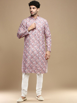ANOUK Men Woven Design Straight Kurta(Red)