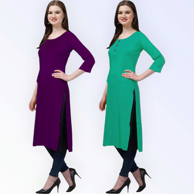 Coft Women Solid Straight Kurta(Multicolor)