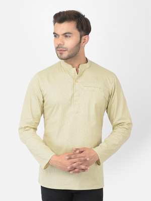 DEYANN Men Printed Straight Kurta(Beige)