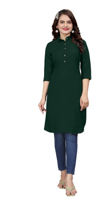 Raj creation Women Solid A-line Kurta(Green)