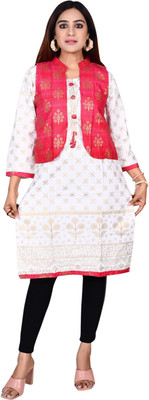 Nachic Women Printed A-line Kurta(Pink)