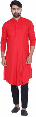 Kiaz Men Self Design A-line Kurta(Red)