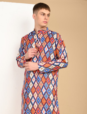 TIGERSNAKE Men Printed Straight Kurta(Multicolor)