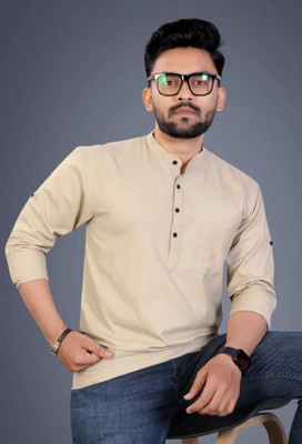 ShivayImpex Men Solid Straight Kurta(Gold)