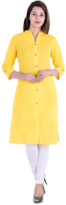 HouseOfCommon Women Solid Straight Kurta(Yellow)