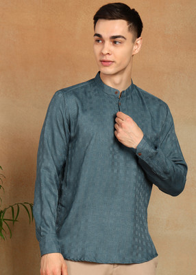 FUBAR Men Self Design Straight Kurta(Grey)