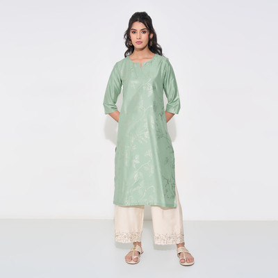 Rangmanch by Pantaloons Women Printed A-line Kurta(Green)