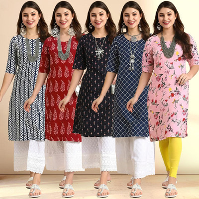 1 Stop Fashion Women Printed A-line Kurta(Multicolor)