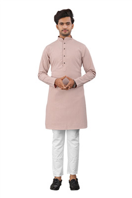 swara creation Men Solid A-line Kurta(Gold)