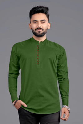 Ethnic Trendz Men Solid Straight Kurta(Green)