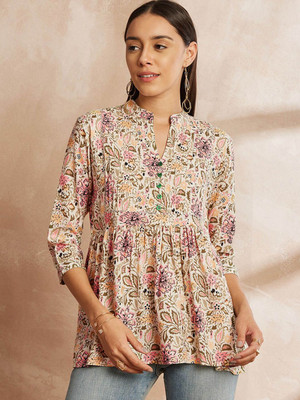 all about you Women Floral Print A-line Kurta(Multicolor)