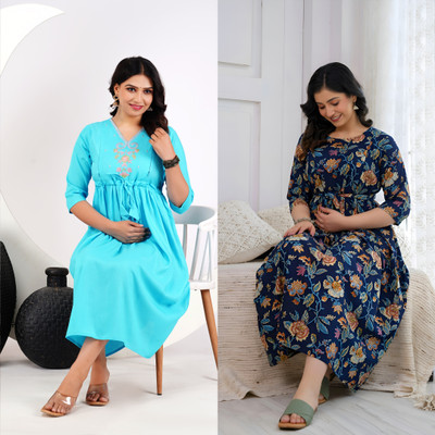 simran Women Printed Anarkali Kurta(Blue)