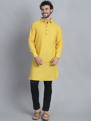 Sayesha Men Striped Pathani Kurta(Yellow)