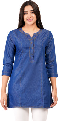 amazingcollection Women Solid A-line Kurta(Dark Blue)