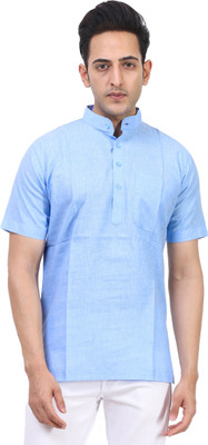 LAHSUAK Men Solid Straight Kurta(Light Blue)