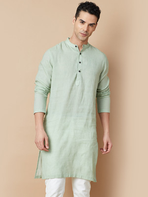 Melange by Lifestyle Men Solid Straight Kurta(Green)
