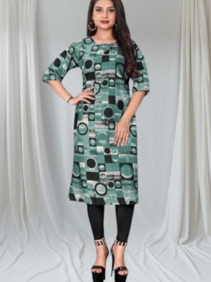 dharmanandan creation Women Printed Flared Kurta(Green)