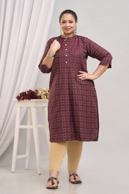 Neerupam Collection Women Abstract A-line Kurta(Maroon)