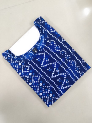 RD Collection Women Printed Straight Kurta(Blue, White)